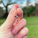 Vintage Sapphire & Diamond Small Cross Pendant in 18ct Yellow Gold
