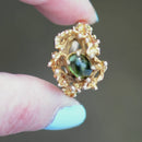 Vintage Abstract Modernistic Green Tourmaline Cabochon Ring
