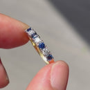 Sapphire & Diamond Half Eternity 9-Stone Ring in 18ct Yellow Gold