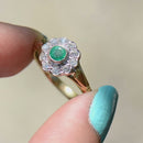Vintage 1990s Emerald & Diamond 18CT Yellow Gold Daisy Engagement Ring (0.61ct)