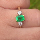 Vintage Emerald & Diamond 18ct Yellow Gold Trilogy Three-Stone Ring (0.97ct)