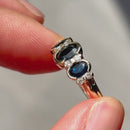 Vintage 1990s Sapphire and Diamond Three-Stone Ring in 9ct Yellow Gold