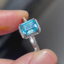 Swiss Blue Topaz & Diamond 9ct White Gold Cluster Ring (2.15ct)
