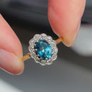 Blue Topaz & Diamond 18ct Yellow Gold Cluster Ring