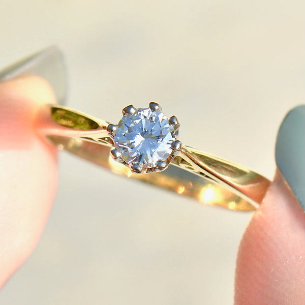 Vintage 18ct Yellow Gold Brilliant Cut Diamond Solitaire Engagement Ring(0.32ct)