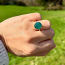 大斜方石和钻石18K黄金饰戒