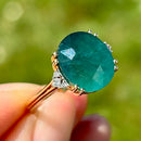 大斜方石和钻石18K黄金饰戒