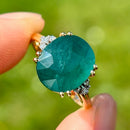 大斜方石和钻石18K黄金饰戒