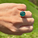 大斜方石和钻石18K黄金饰戒