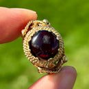 Vintage 1970s 9ct Yellow Gold Garnet Dress Ring