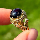 Vintage 1970s 9ct Yellow Gold Garnet Dress Ring