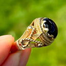 Vintage 1970s 9ct Yellow Gold Garnet Dress Ring