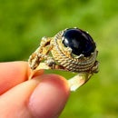 Vintage 1970s 9ct Yellow Gold Garnet Dress Ring