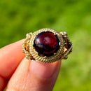 Vintage 1970s 9ct Yellow Gold Garnet Dress Ring