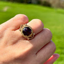 Vintage 1970s 9ct Yellow Gold Garnet Dress Ring