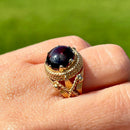 Vintage 1970s 9ct Yellow Gold Garnet Dress Ring