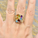 Vintage 2000s Multi-gems 9ct Yellow Gold Dress Ring