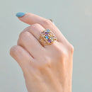 Vintage 2000s Multi-gems 9ct Yellow Gold Dress Ring