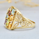 Vintage 2000s Multi-gems 9ct Yellow Gold Dress Ring