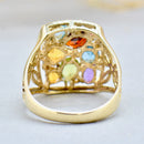 Vintage 2000s Multi-gems 9ct Yellow Gold Dress Ring