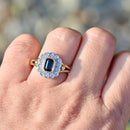 Vintage Sapphire and Diamond 9ct Yellow Gold Cluster Ring (1.07cts)