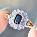 Vintage Sapphire and Diamond 9ct Yellow Gold Cluster Ring (1.07cts)