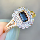 Vintage Sapphire and Diamond 9ct Yellow Gold Cluster Ring (1.07cts)