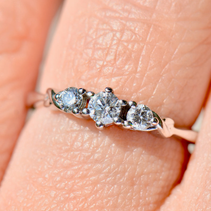 Samuel (Discontinued) 9ct White Gold Diamond Three Stone Infinity Twist Design Ring With Original Box