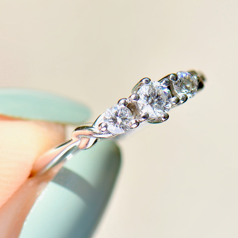 H.Samuel (Discontinued) 9ct White Gold Diamond Three Stone Infinity Twist Design Ring (0.25ct)