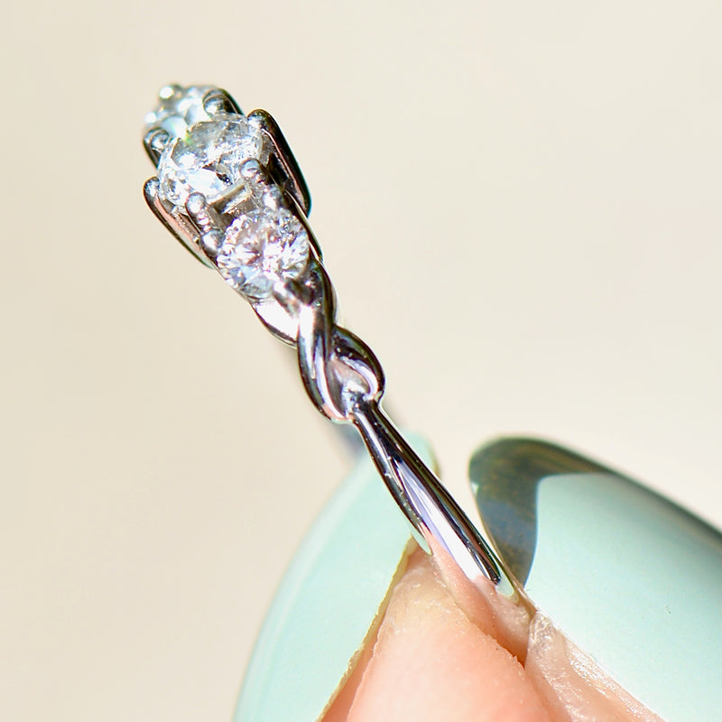 H.Samuel (Discontinued) 9ct White Gold Diamond Three Stone Infinity Twist Design Ring (0.25ct)