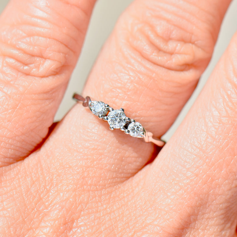 H.Samuel (Discontinued) 9ct White Gold Diamond Three Stone Infinity Twist Design Ring (0.25ct)