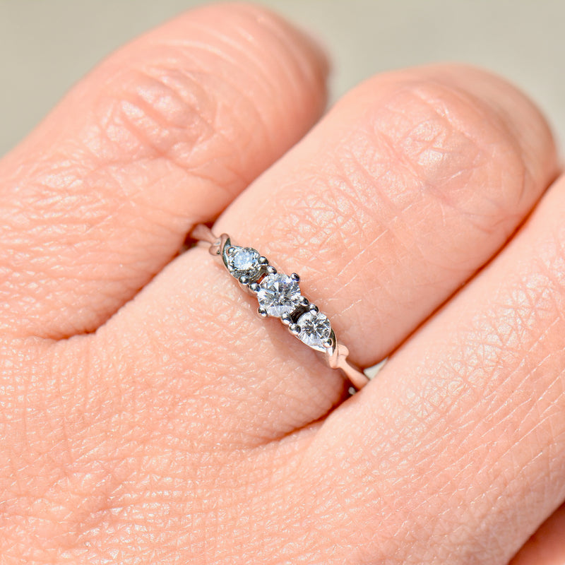 H.Samuel (Discontinued) 9ct White Gold Diamond Three Stone Infinity Twist Design Ring (0.25ct)