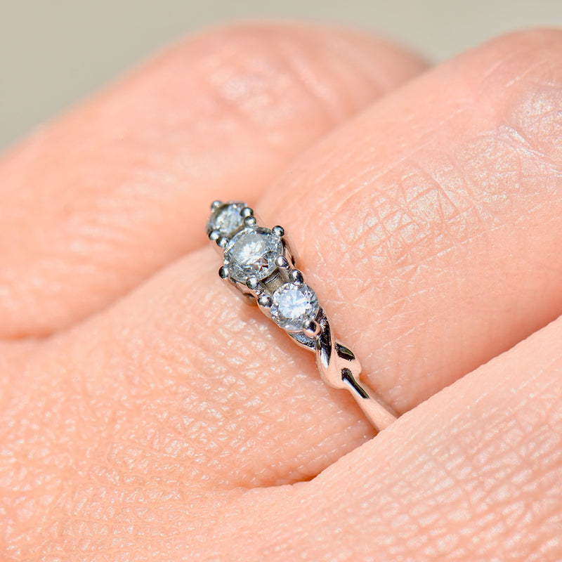 H.Samuel (Discontinued) 9ct White Gold Diamond Three Stone Infinity Twist Design Ring (0.25ct)