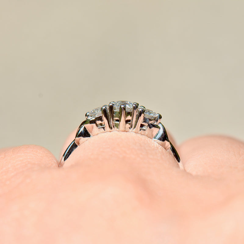 H.Samuel (Discontinued) 9ct White Gold Diamond Three Stone Infinity Twist Design Ring (0.25ct)