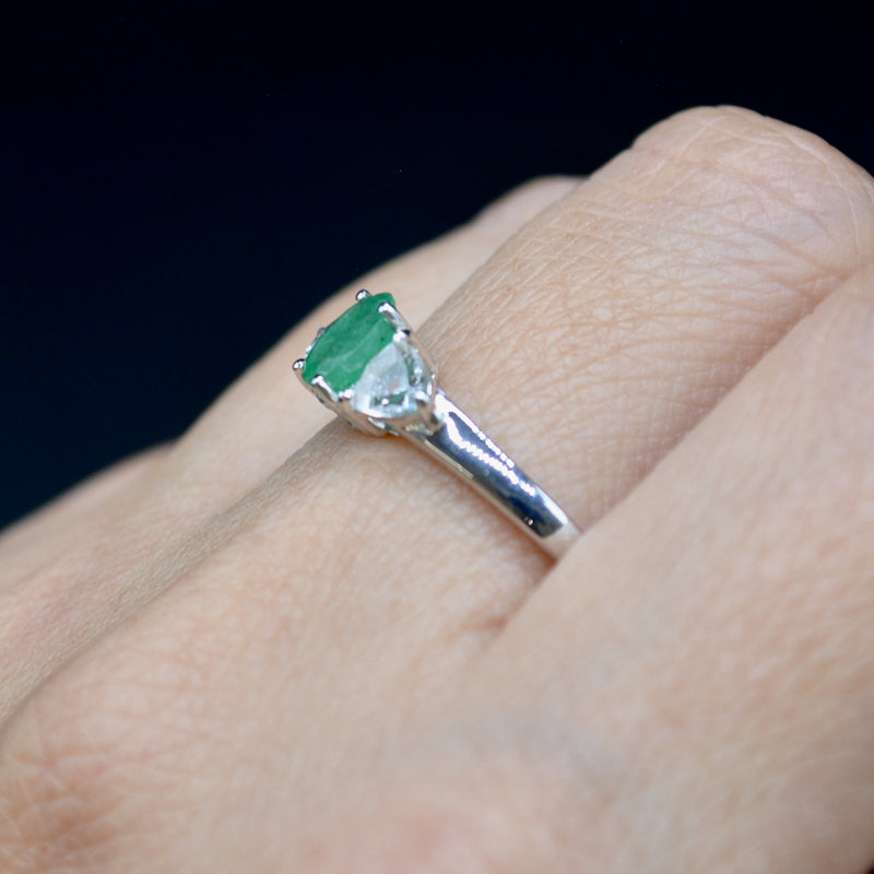 Trilogy Emerald and Topaz Sterling Silver Ring