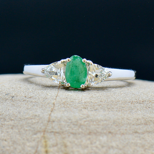 Trilogy Emerald and Topaz Sterling Silver Ring