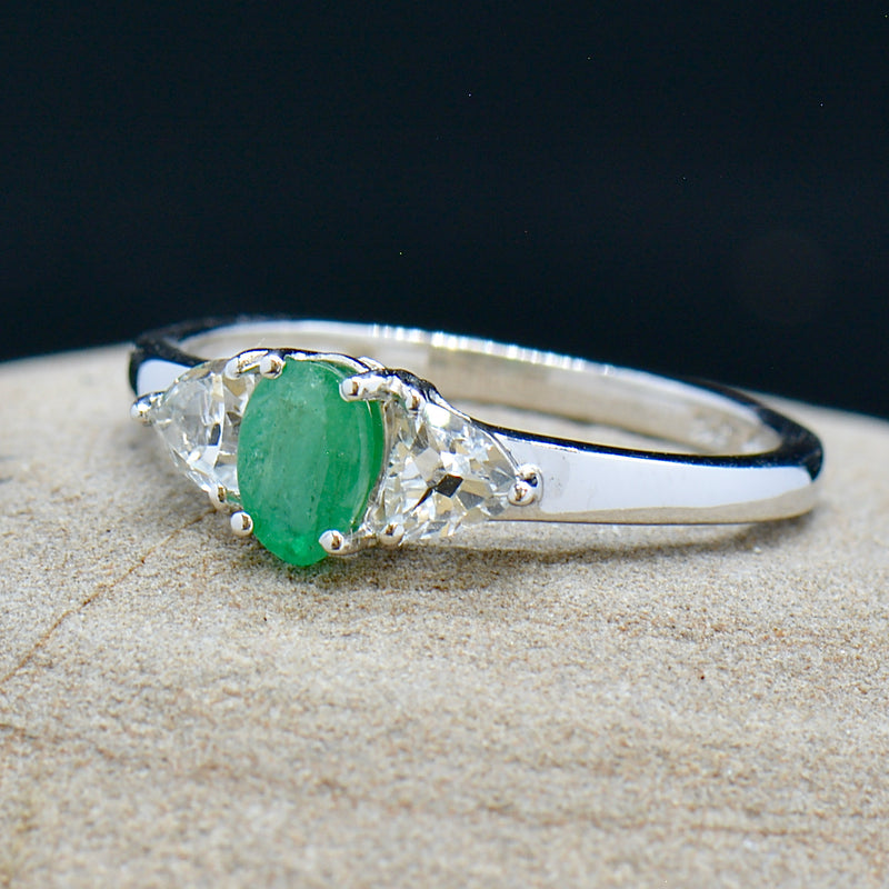 Trilogy Emerald and Topaz Sterling Silver Ring