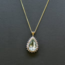 Praseolite Quartz & Diamond Large Halo Pendant & Necklace Set