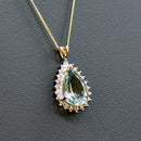 Praseolite Quartz & Diamond Large Halo Pendant & Necklace Set
