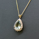Praseolite Quartz & Diamond Large Halo Pendant & Necklace Set