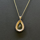 Praseolite Quartz & Diamond Large Halo Pendant & Necklace Set