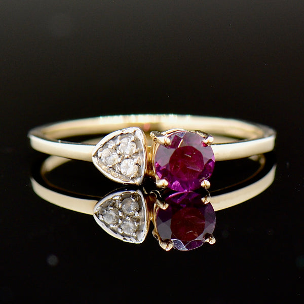 Almandine Garnet and Spinel Minimalist 9CT Yellow Gold Ring