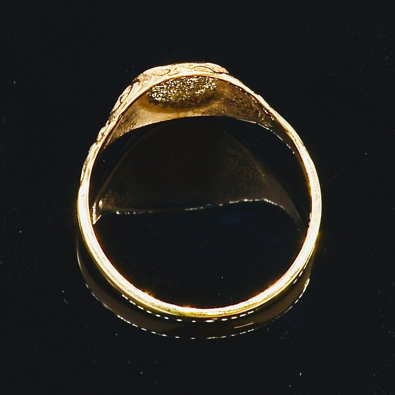 Irish Harp Green Enamel 9CT Yellow Gold Ring