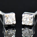 Vintage 18CT White Gold Solitaire Diamond Stud Earrings