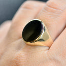 Vintage 9CT Yellow Gold Black Onyx Signet Ring