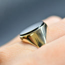 Vintage 9CT Yellow Gold Black Onyx Signet Ring
