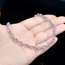9CT White Gold Pink Topaz Tennis Bracelet