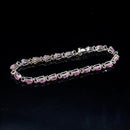 9CT White Gold Pink Topaz Tennis Bracelet