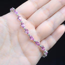 9CT White Gold Pink Topaz Tennis Bracelet
