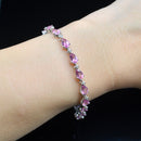 9CT White Gold Pink Topaz Tennis Bracelet